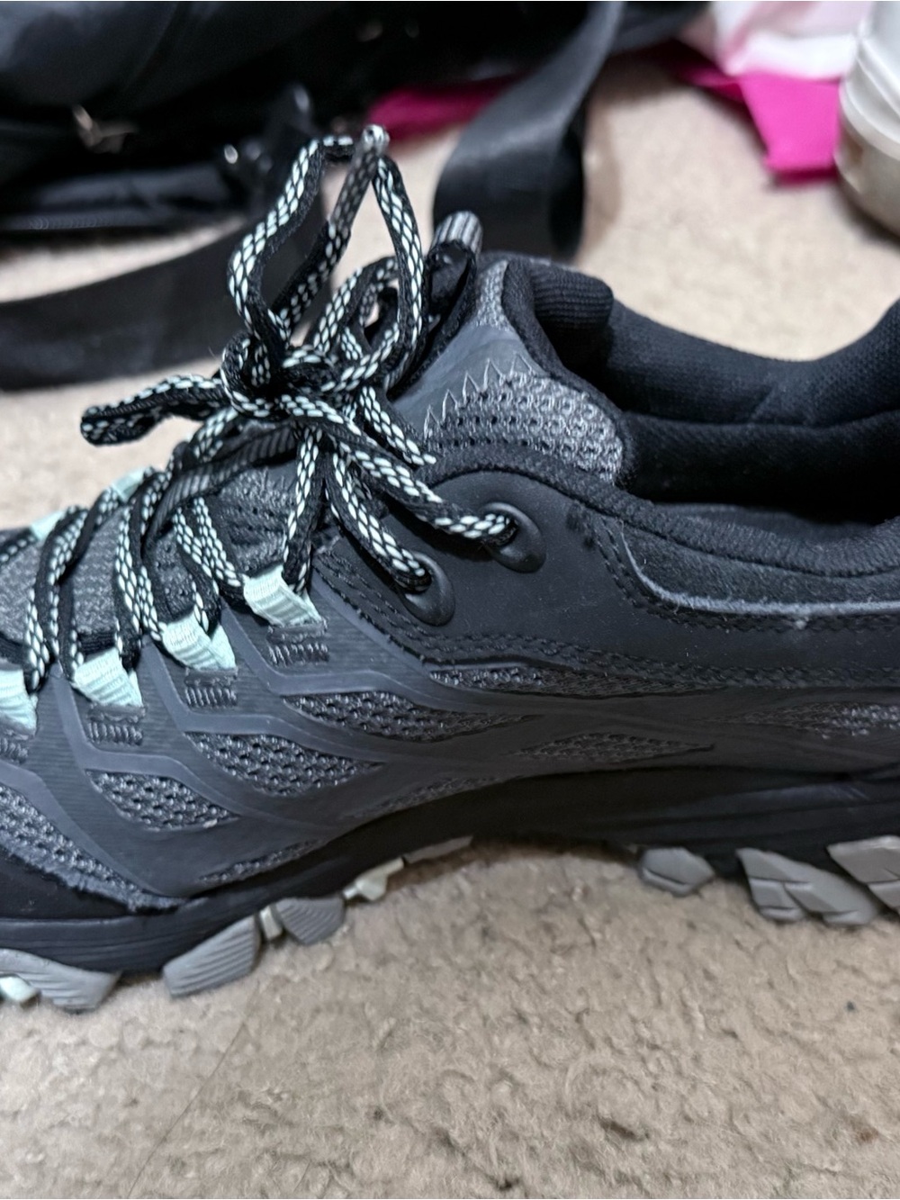 Merrell Women's Black Trail Sneakers with Mint Accents